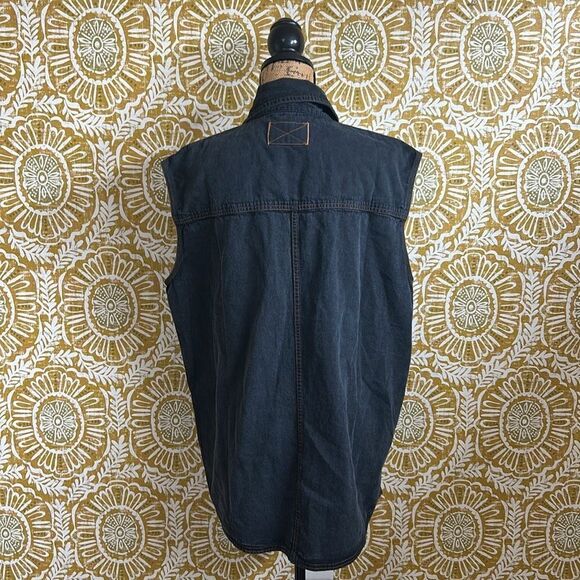 NWOT Free People Wild Dreams Denim Sleeveless Snap Button Shirt Midnight Wash M - Picture 10 of 13